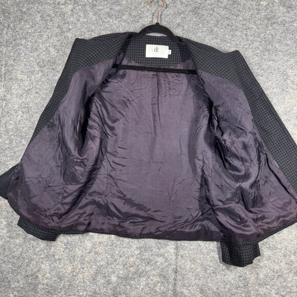 Vintage Devonshire Cream Gold Buttons Wool Houndstooth Boxy Blazer Size 14 - Picture 3 of 16